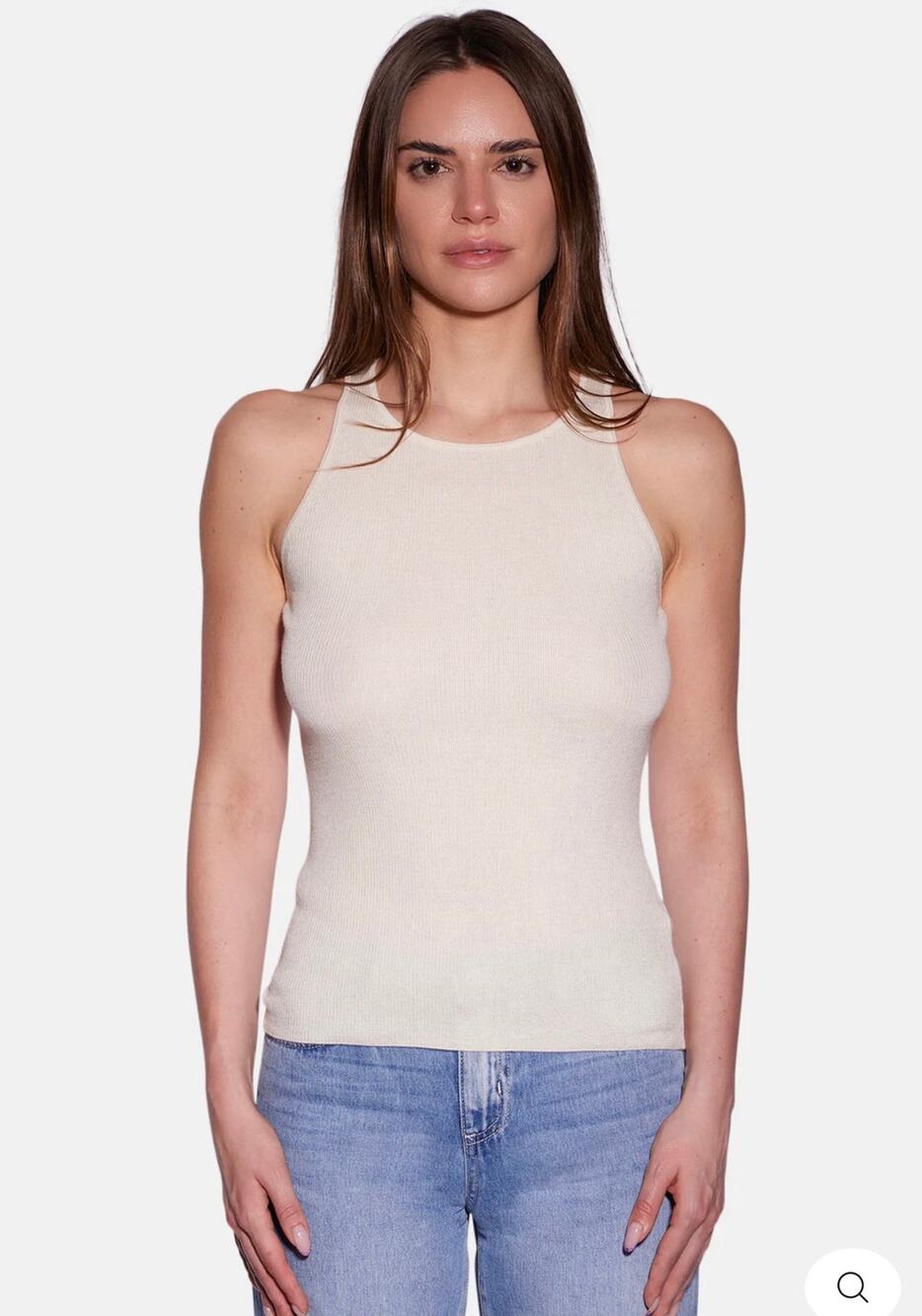 The Tile Club 100% Cashmere Ribbed Tank Top Ivory XS
